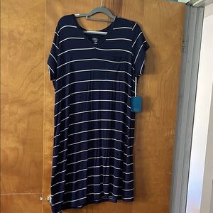 Market and Spruce Striped Navy Short Sleeve T-Shirt Dress Sized 2x